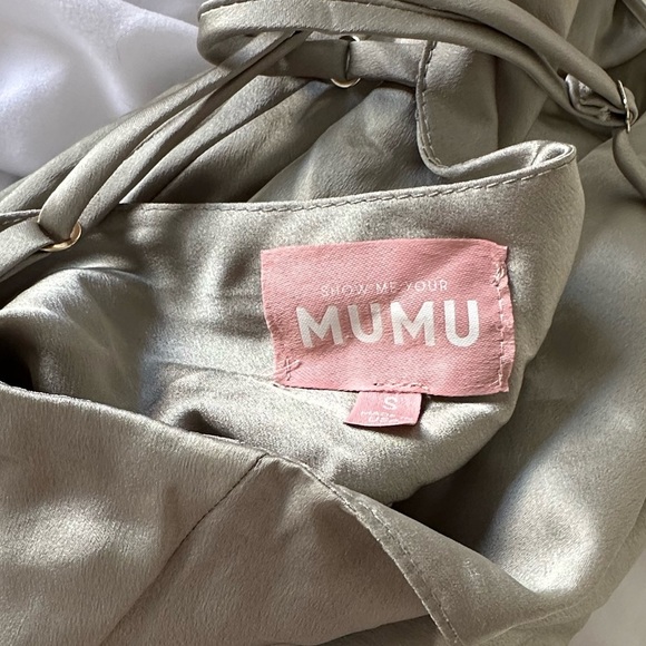 Show Me Your MuMu Verona Cowl Neck Midi in Moss Green Luxe Satin Small - Picture 9 of 9